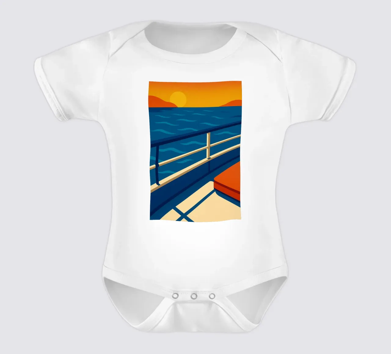SUNSET CRUISE - The design version of absolute calm short-sleeve baby romper by JETLAG | affiches voyage