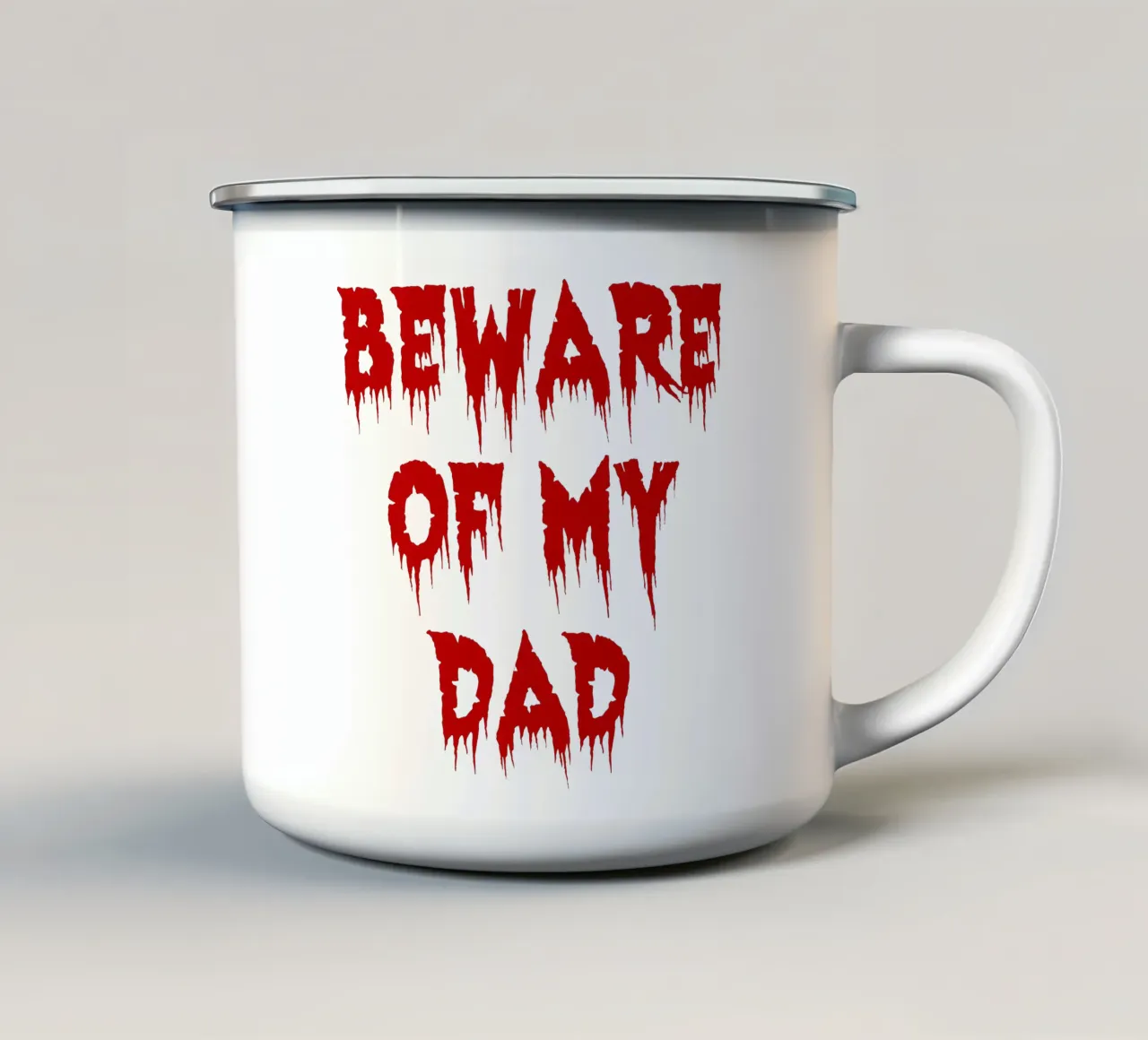 attenzione a mio padre tazza in smalto da onetime