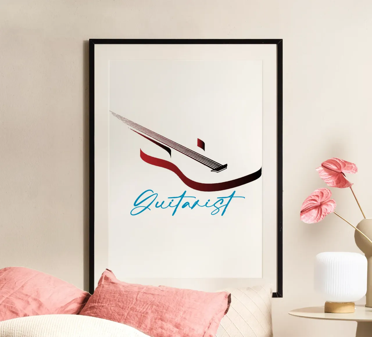 Stile tipografico del chitarrista poster con telaio in plastica da Urban Life