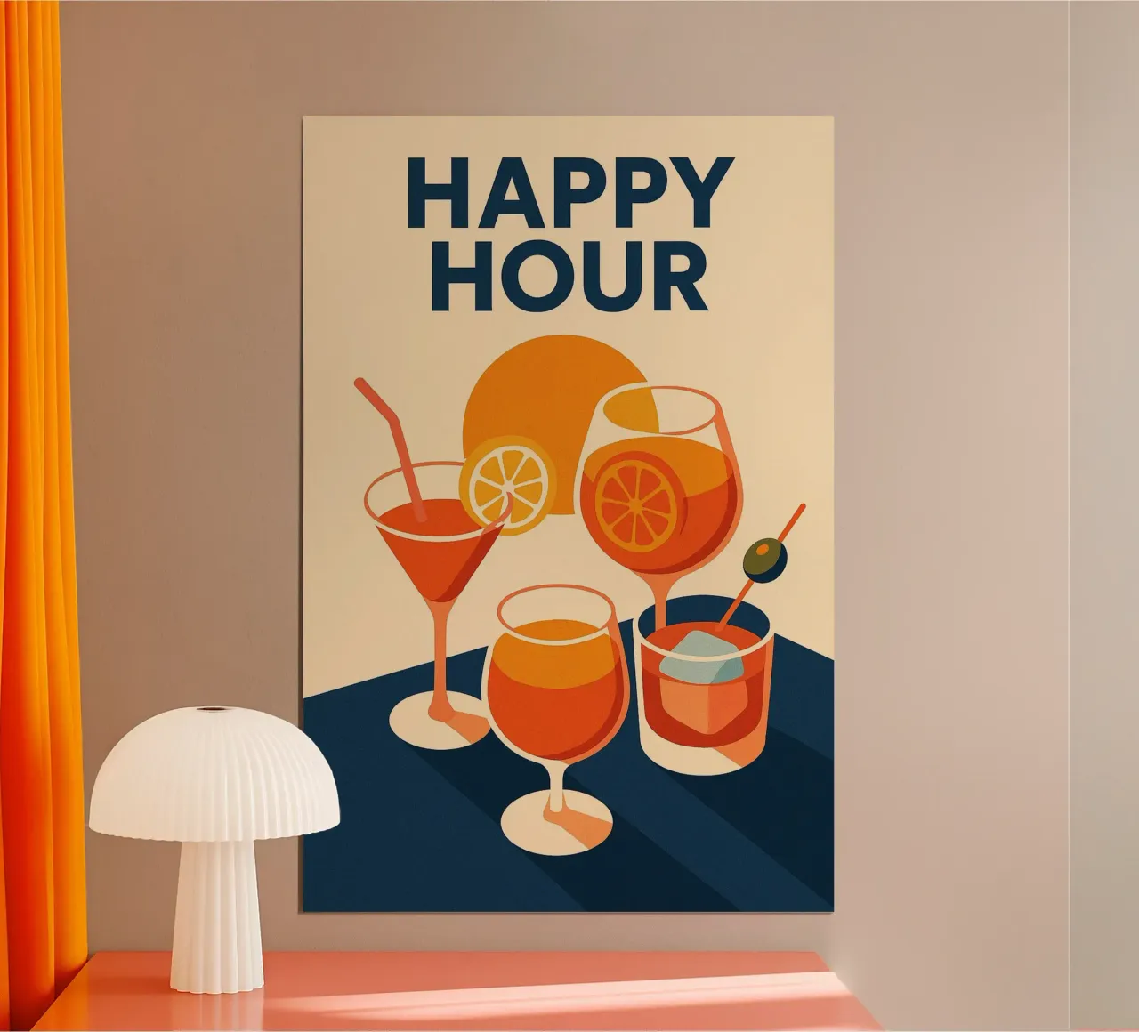 HAPPY HOUR - L'iconico poster per i vostri aperitivi estivi poster con telaio in plastica da Boissons - Affiches & posters - Retro