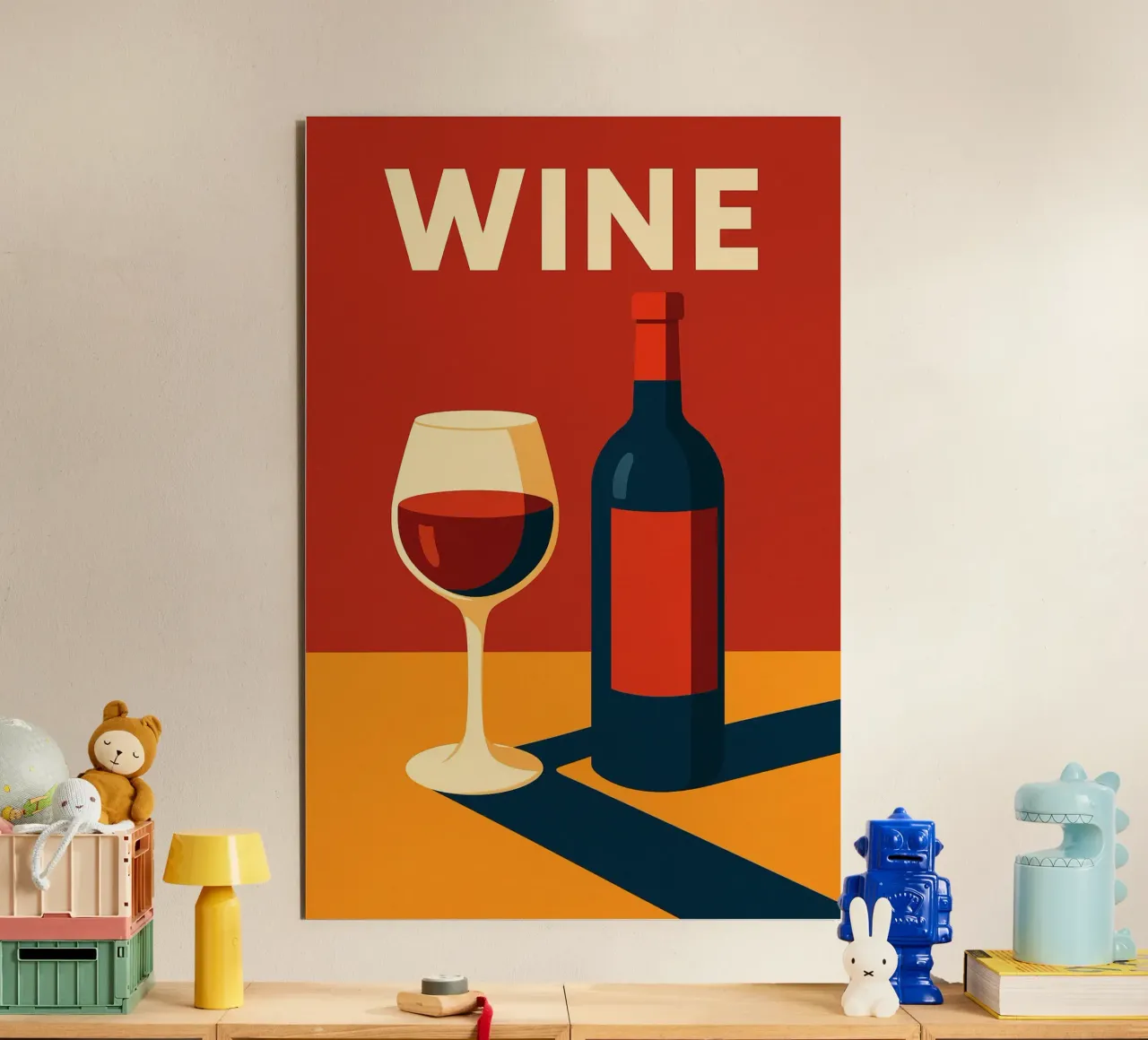 WINE - Das perfekte Poster für Liebhaber des guten Geschmacks Alu-Dibond von Boissons - Affiches & posters - Retro