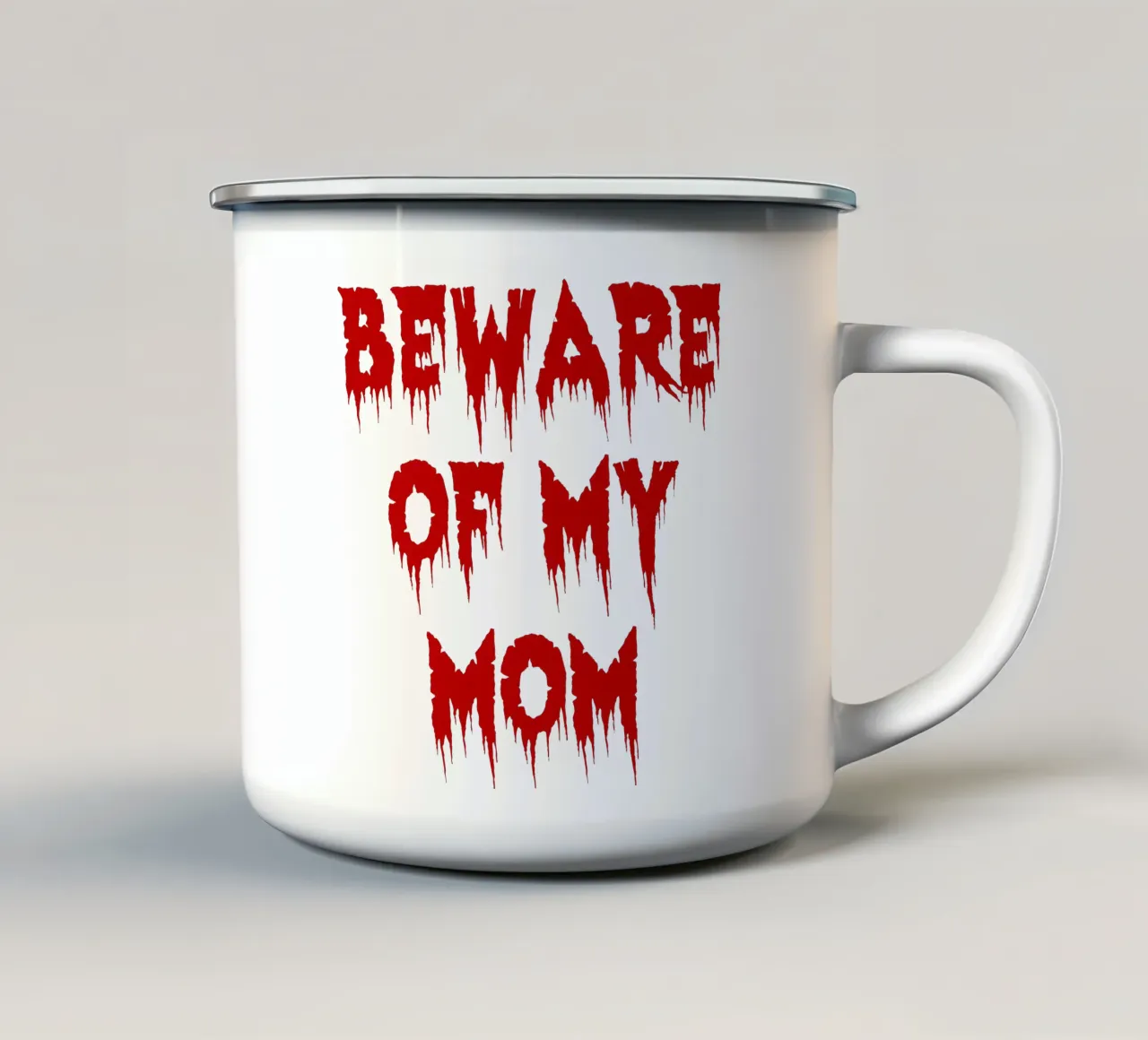 attenzione a mia madre tazza in smalto da onetime