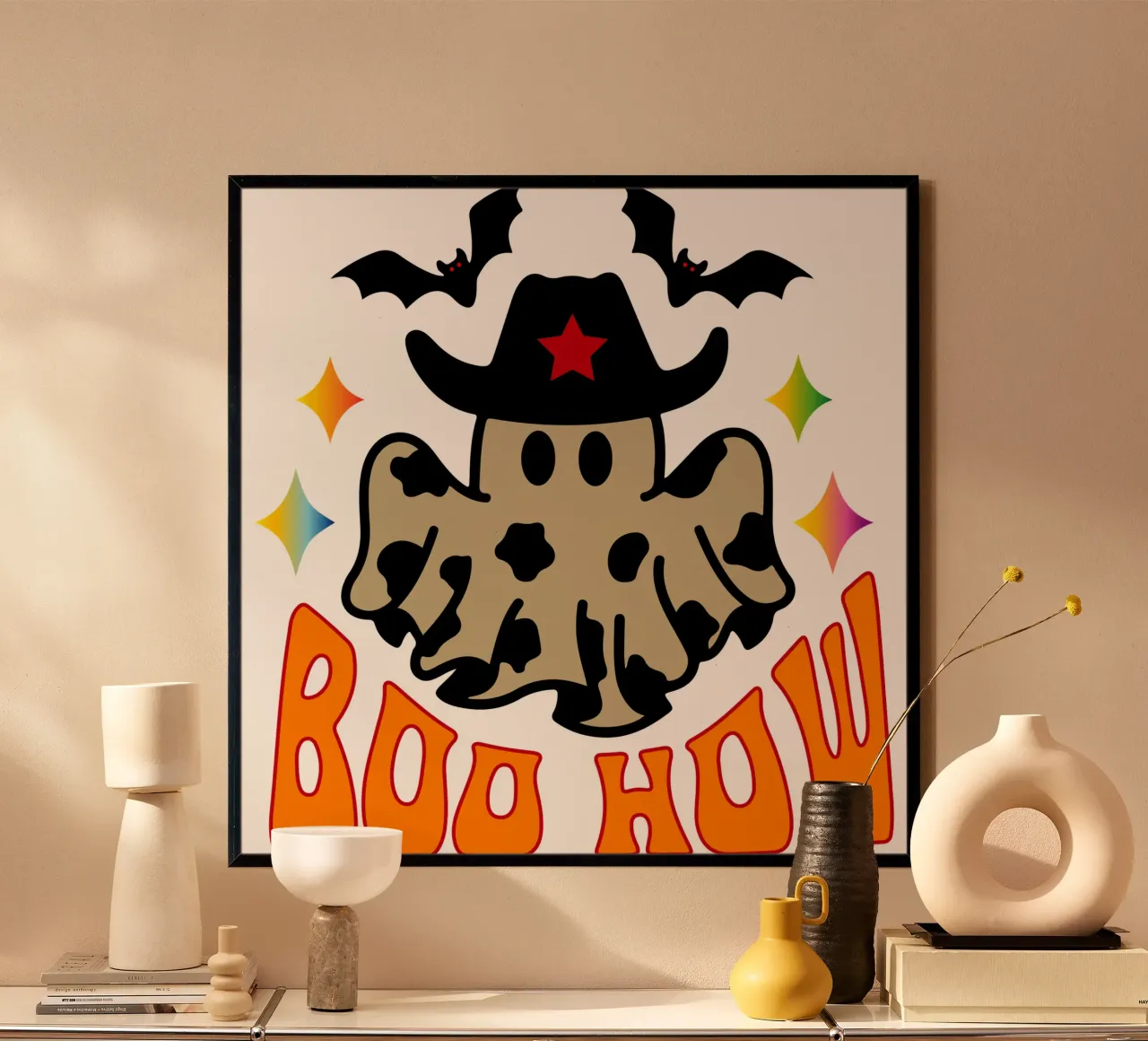 boo how ghost poster with plastic frame by onetime