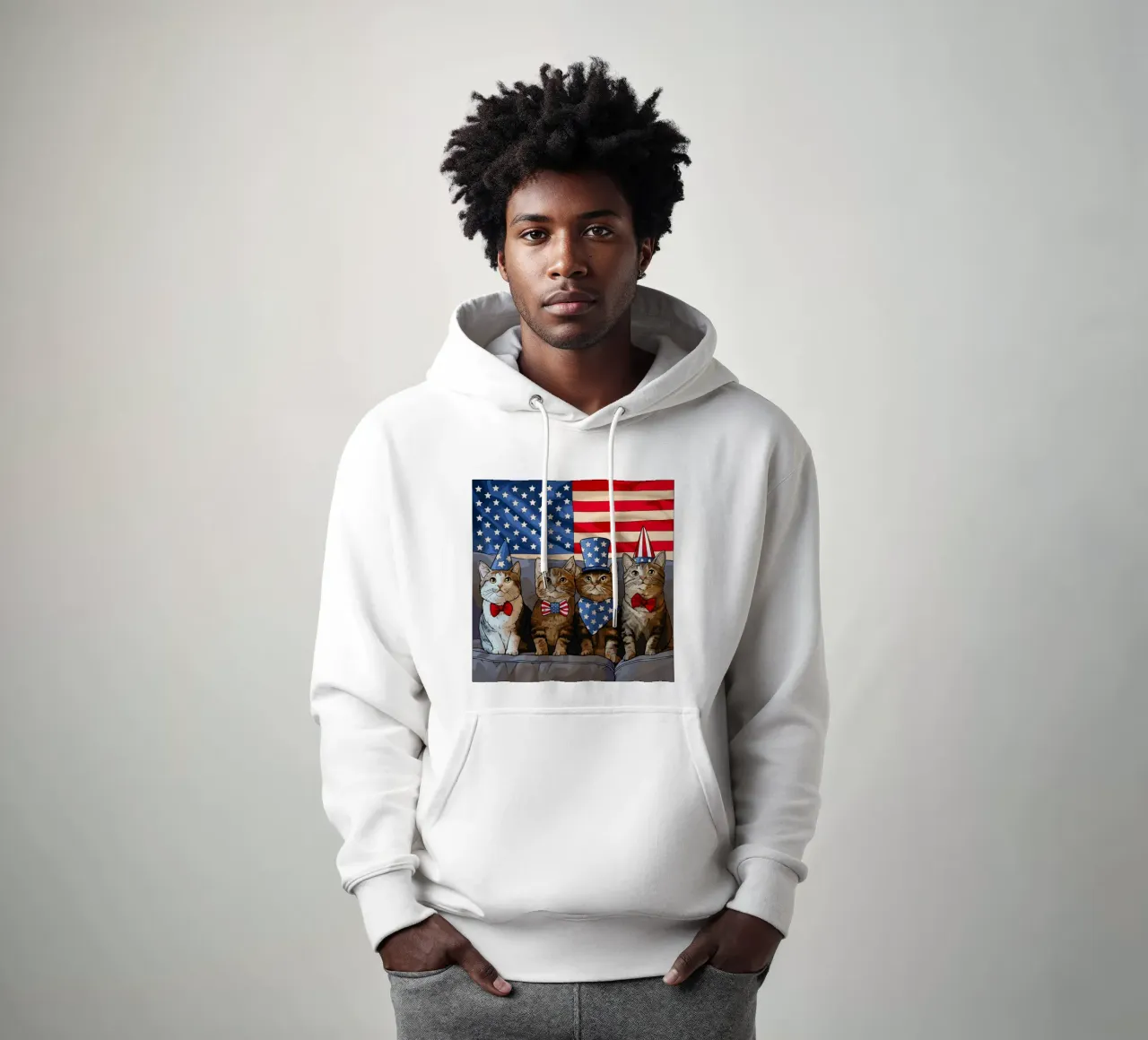 Felini patriottici illiustrasi felpa con cappuccio da Fanya Art