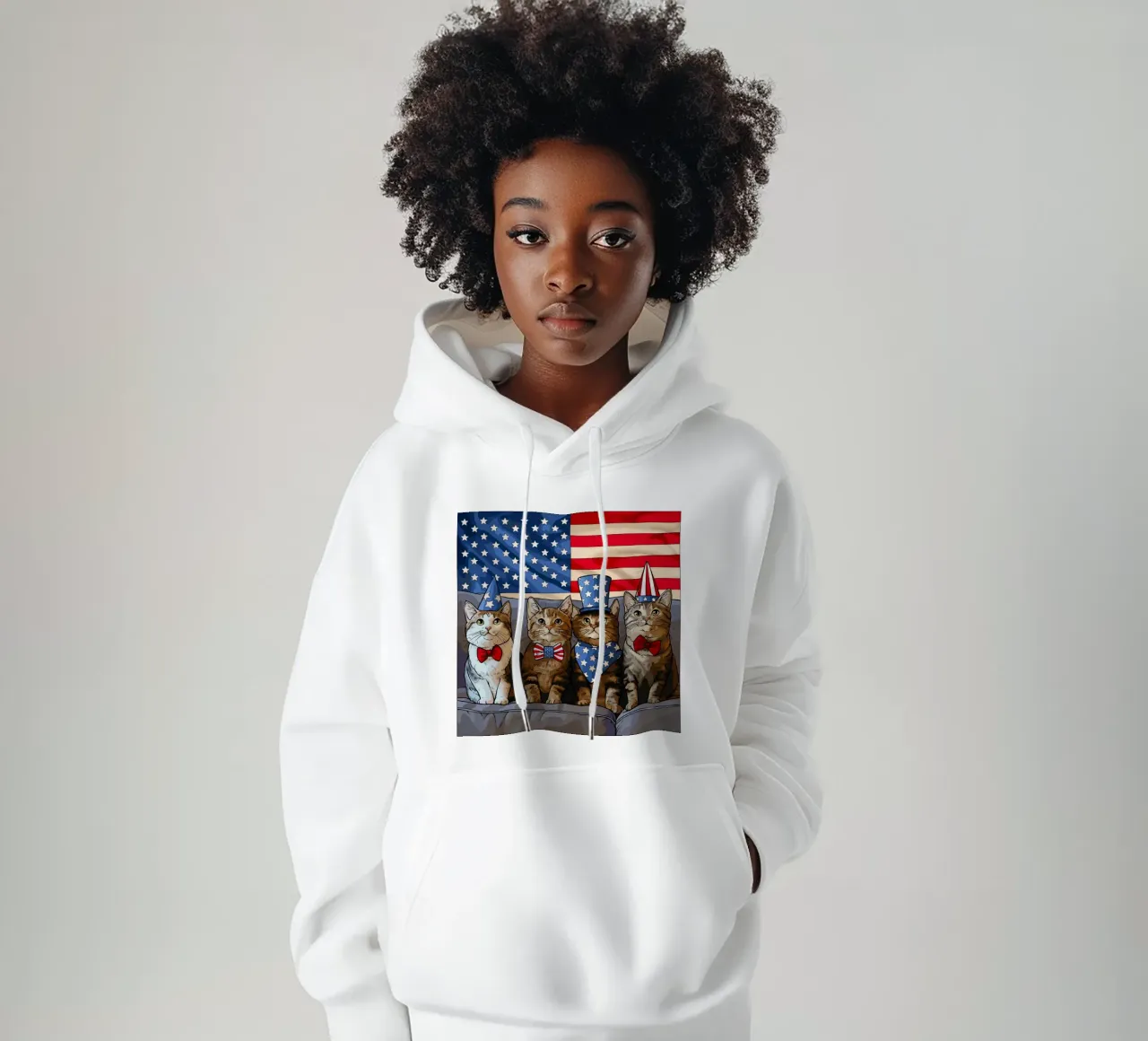Felini patriottici illiustrasi felpa con cappuccio da Fanya Art