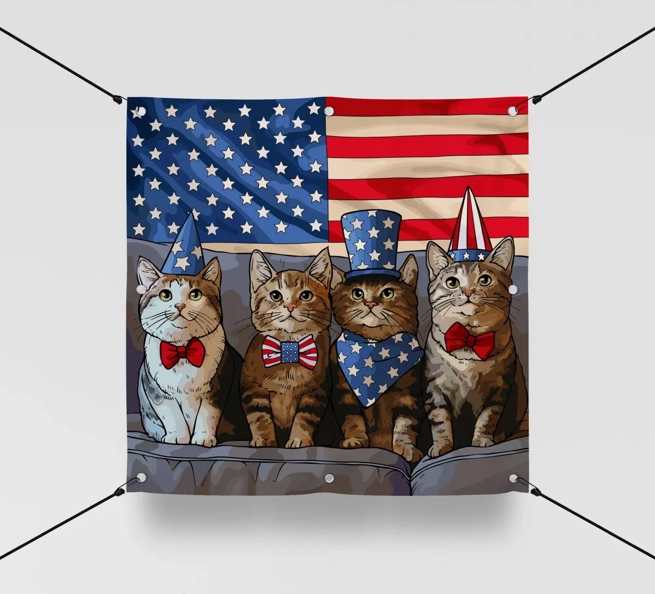 Felini patriottici illiustrasi telo in pvc da Fanya Art