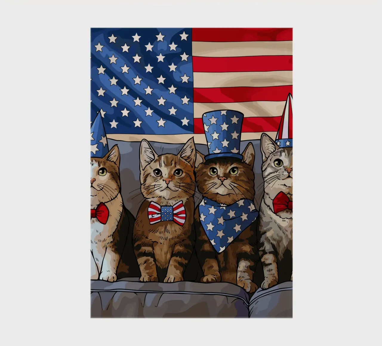 Patriotic Felines illiustrasi notebook by Fanya Art