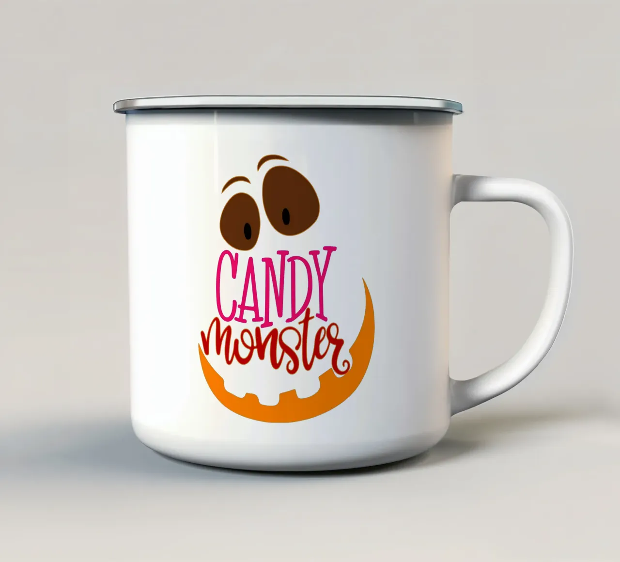 mostro di caramelle tazza in smalto da onetime
