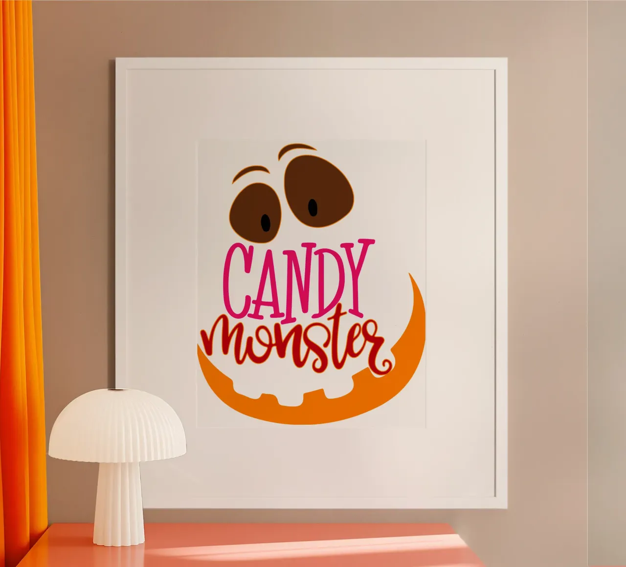 mostro di caramelle poster con telaio in alluminio da onetime