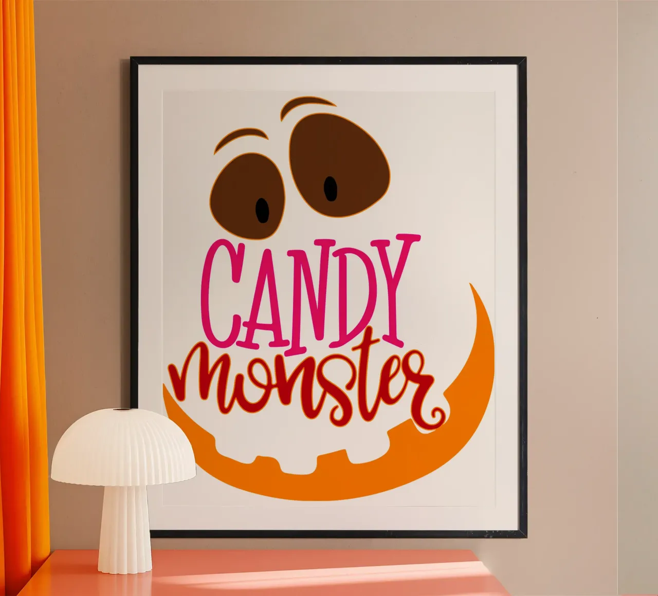 mostro di caramelle poster con telaio in alluminio da onetime