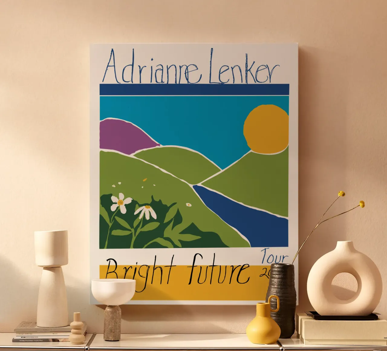 Andrianne Lenker Mema Witte Rand canvas van carleemiller