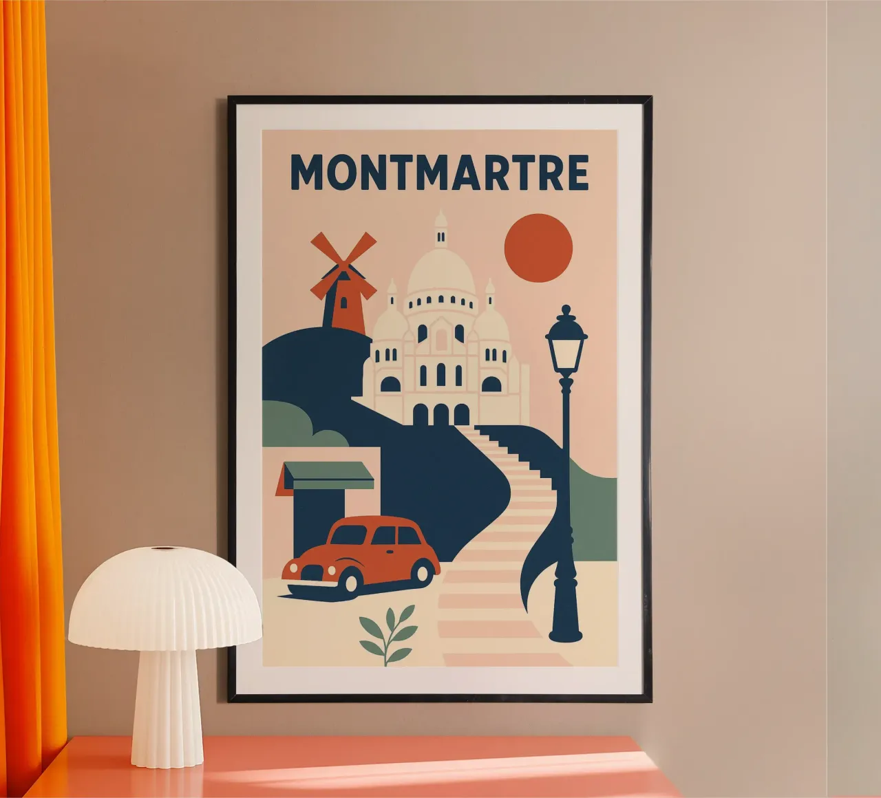 Montmartre - Il poster retrò della Parigi bohémienne poster con telaio in alluminio da JETLAG | affiches voyage