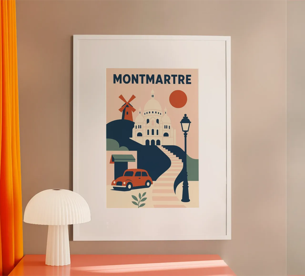 Montmartre - Il poster retrò della Parigi bohémienne poster con telaio in alluminio da JETLAG | affiches voyage