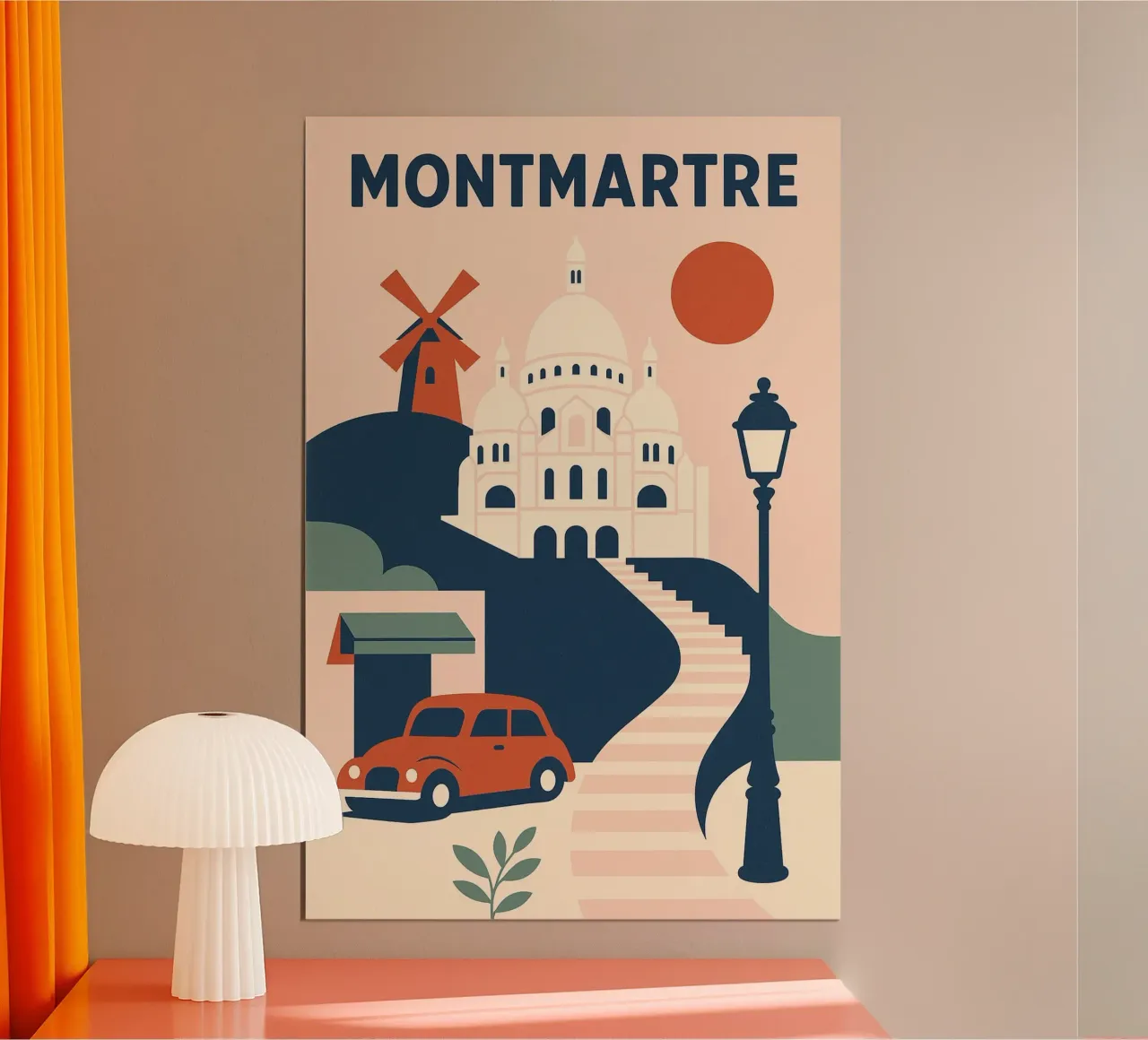 Montmartre - Il poster retrò della Parigi bohémienne poster con telaio in alluminio da JETLAG | affiches voyage
