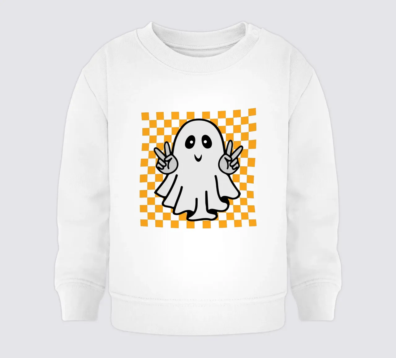 fantasma di Halloween con pace a scacchi felpa neonato da onetime