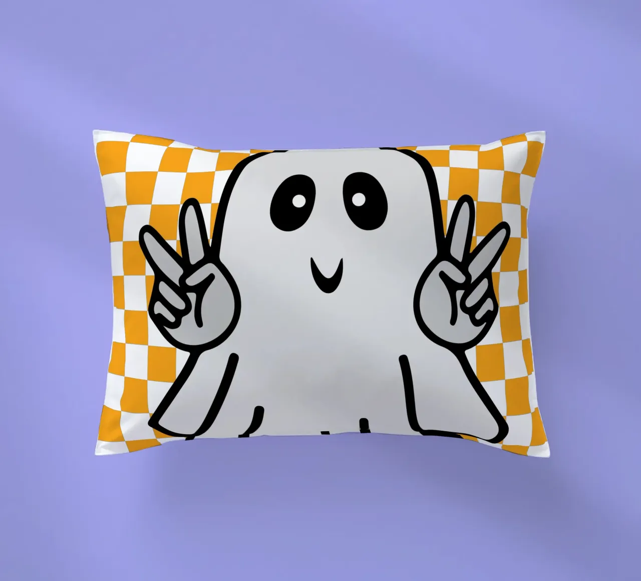 fantasma di Halloween con pace a scacchi cuscino da onetime