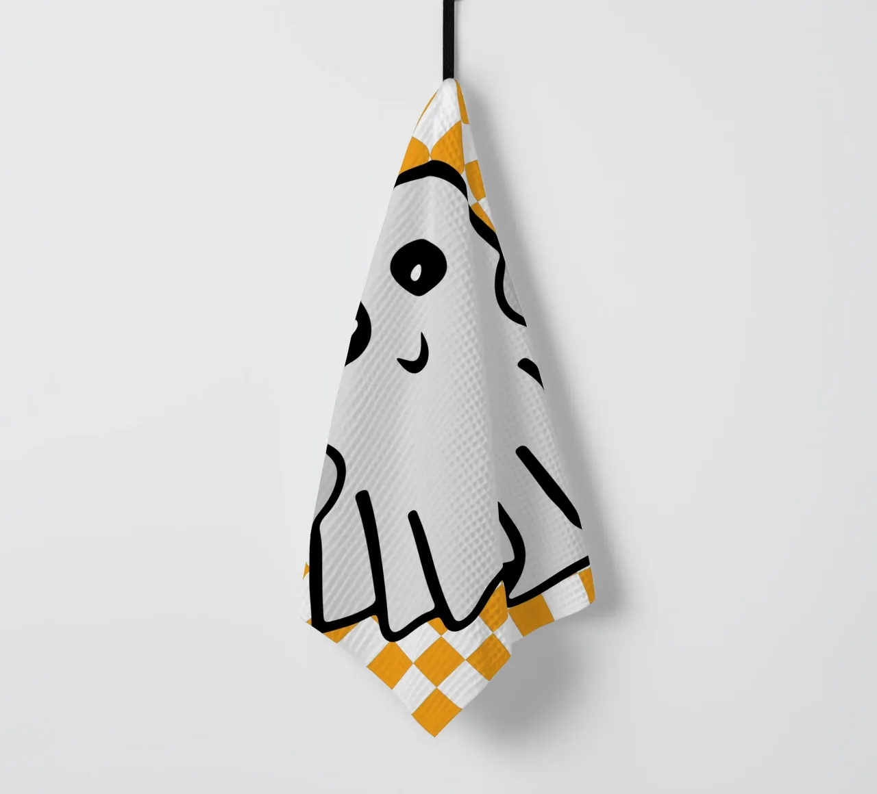 checkered peace halloween ghost tea towel by onetime