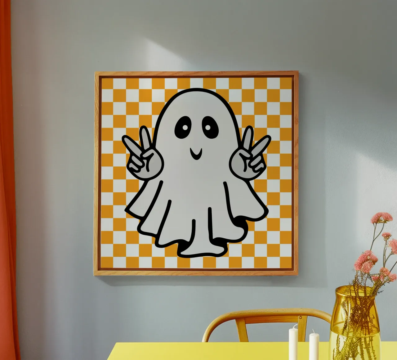 fantasma di Halloween con pace a scacchi plexiglass da onetime