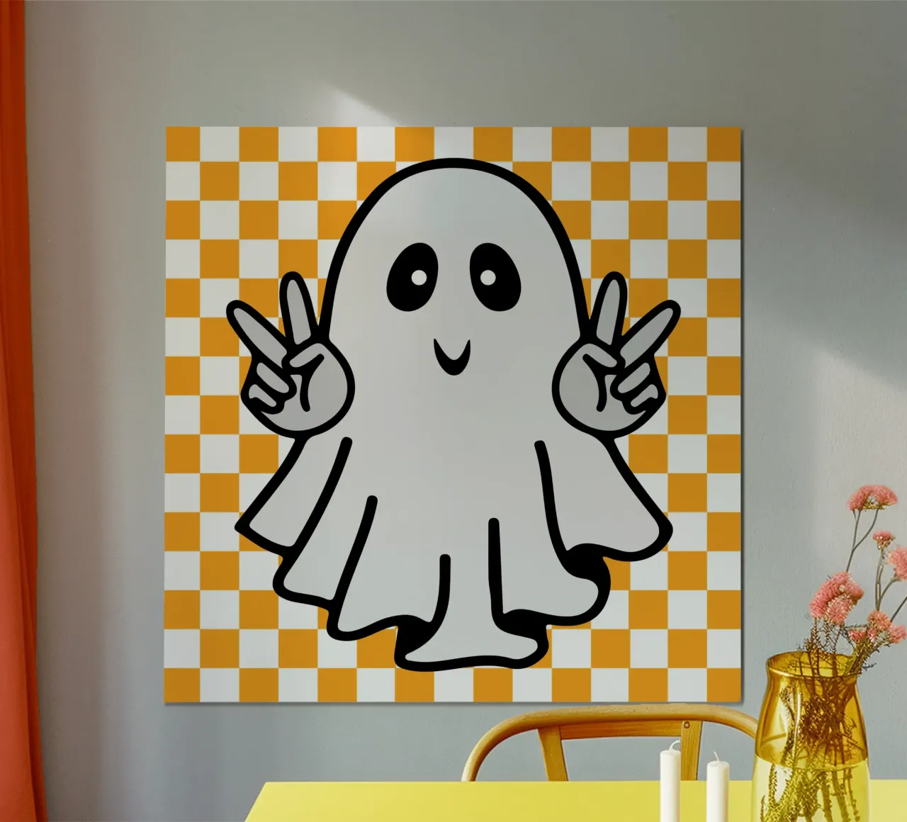fantasma di Halloween con pace a scacchi carta hahnemühle da onetime