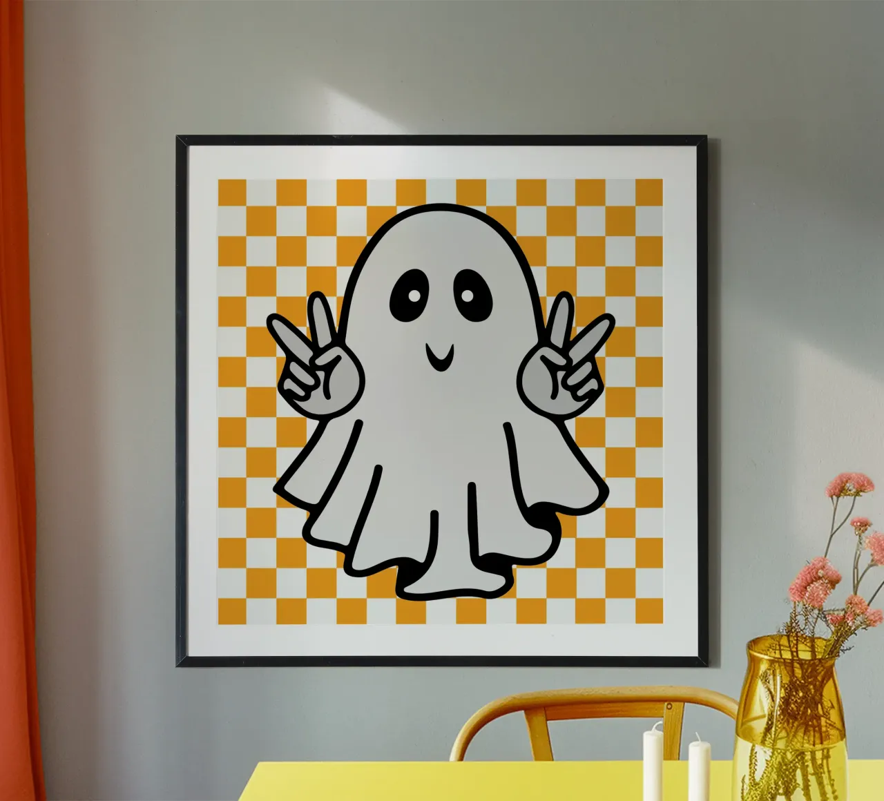fantasma di Halloween con pace a scacchi carta hahnemühle da onetime