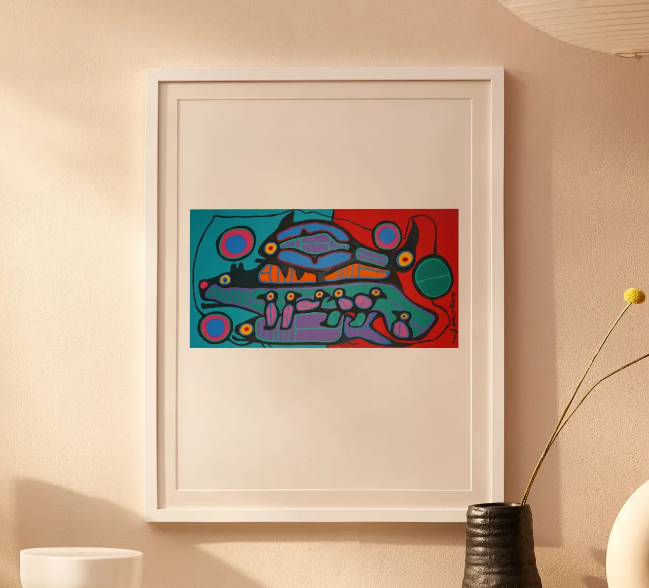 Orso Uccello Pesce e Pulcini poster con telaio in legno da ARTMAIACREATION