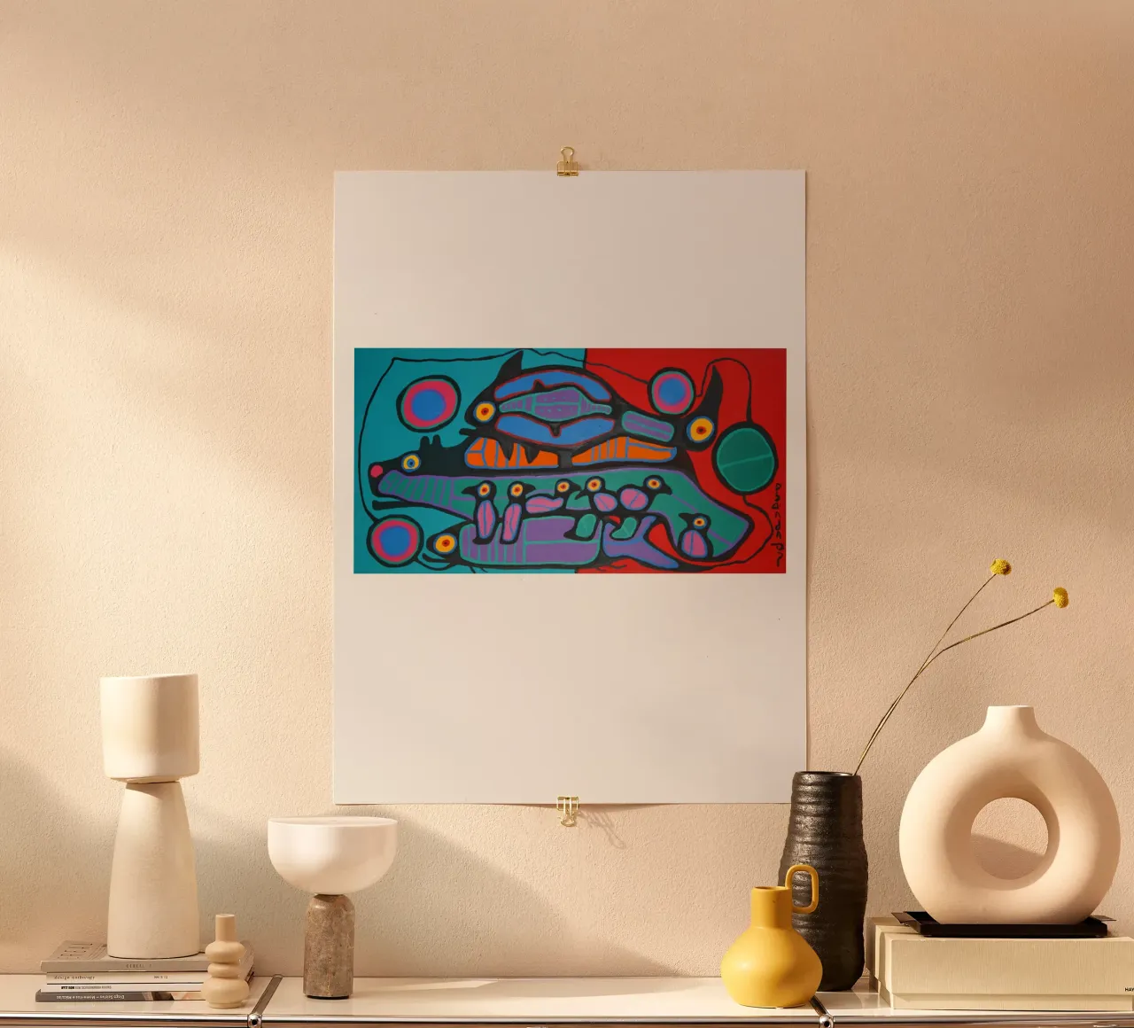 Orso Uccello Pesce e Pulcini poster con telaio in legno da ARTMAIACREATION