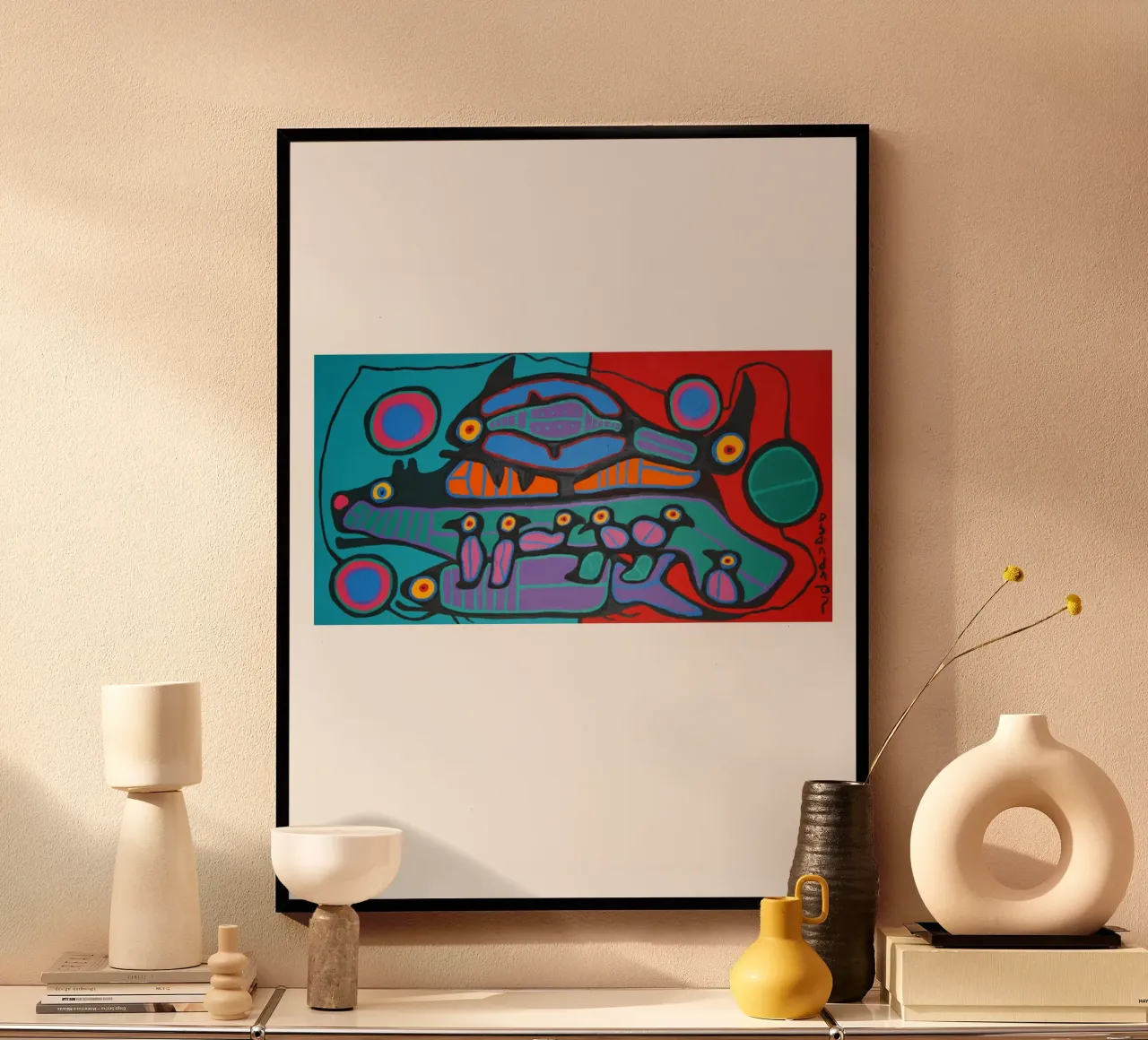 Orso Uccello Pesce e Pulcini poster con telaio in legno da ARTMAIACREATION