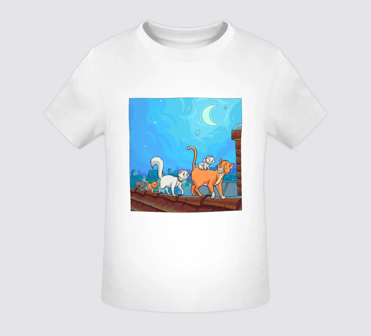 Gatti su un tetto di notte maglietta neonato da Fanya Art