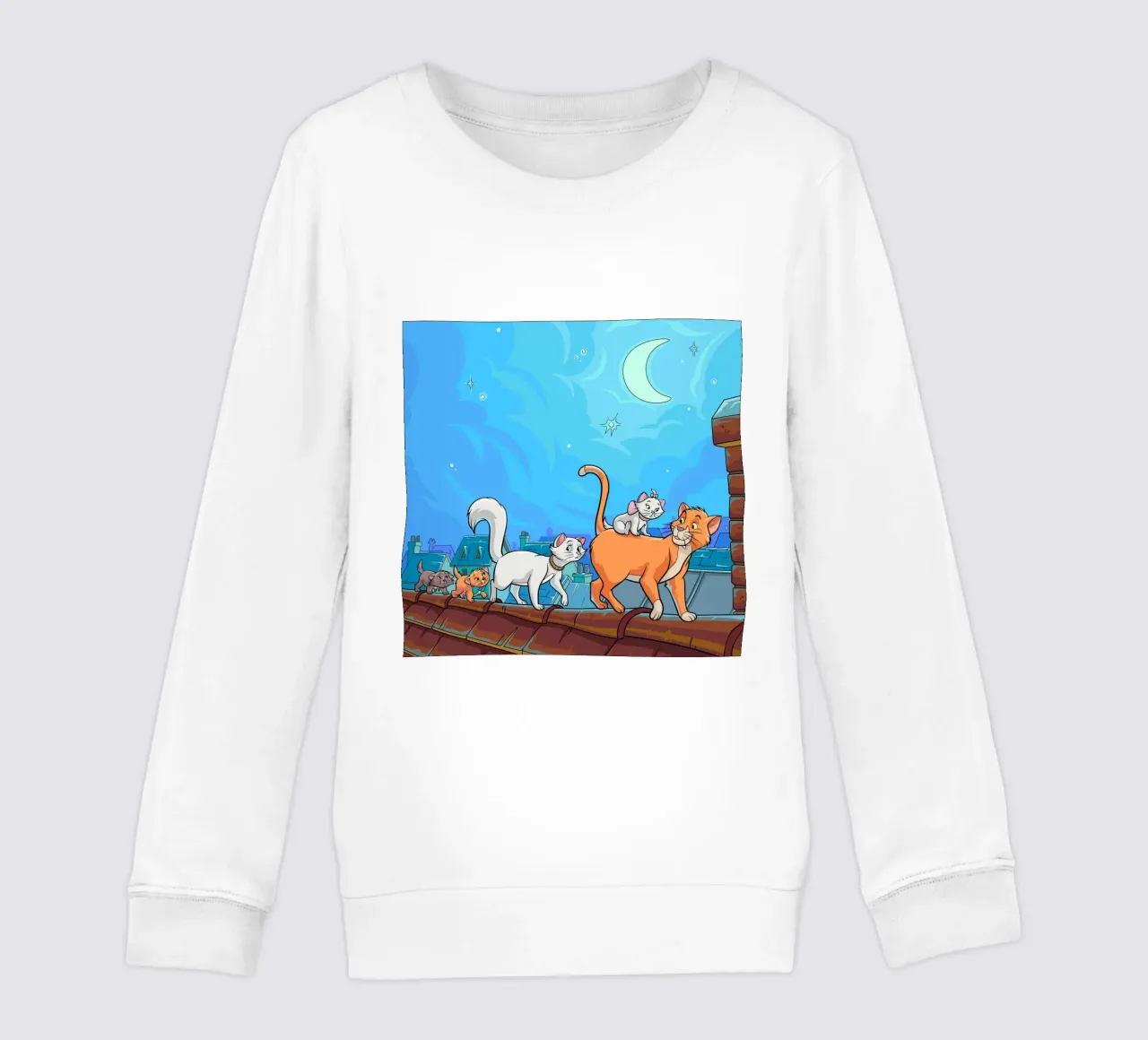 Gatti su un tetto di notte felpa bambino da Fanya Art