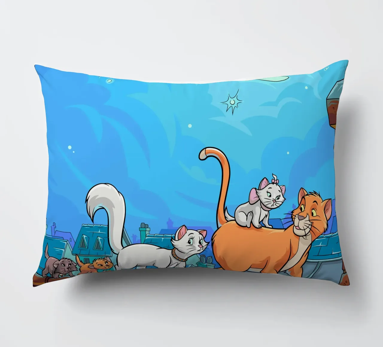 Gatti su un tetto di notte cuscino da Fanya Art