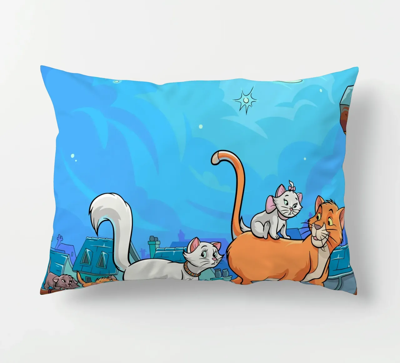 Gatti su un tetto di notte cuscino da Fanya Art