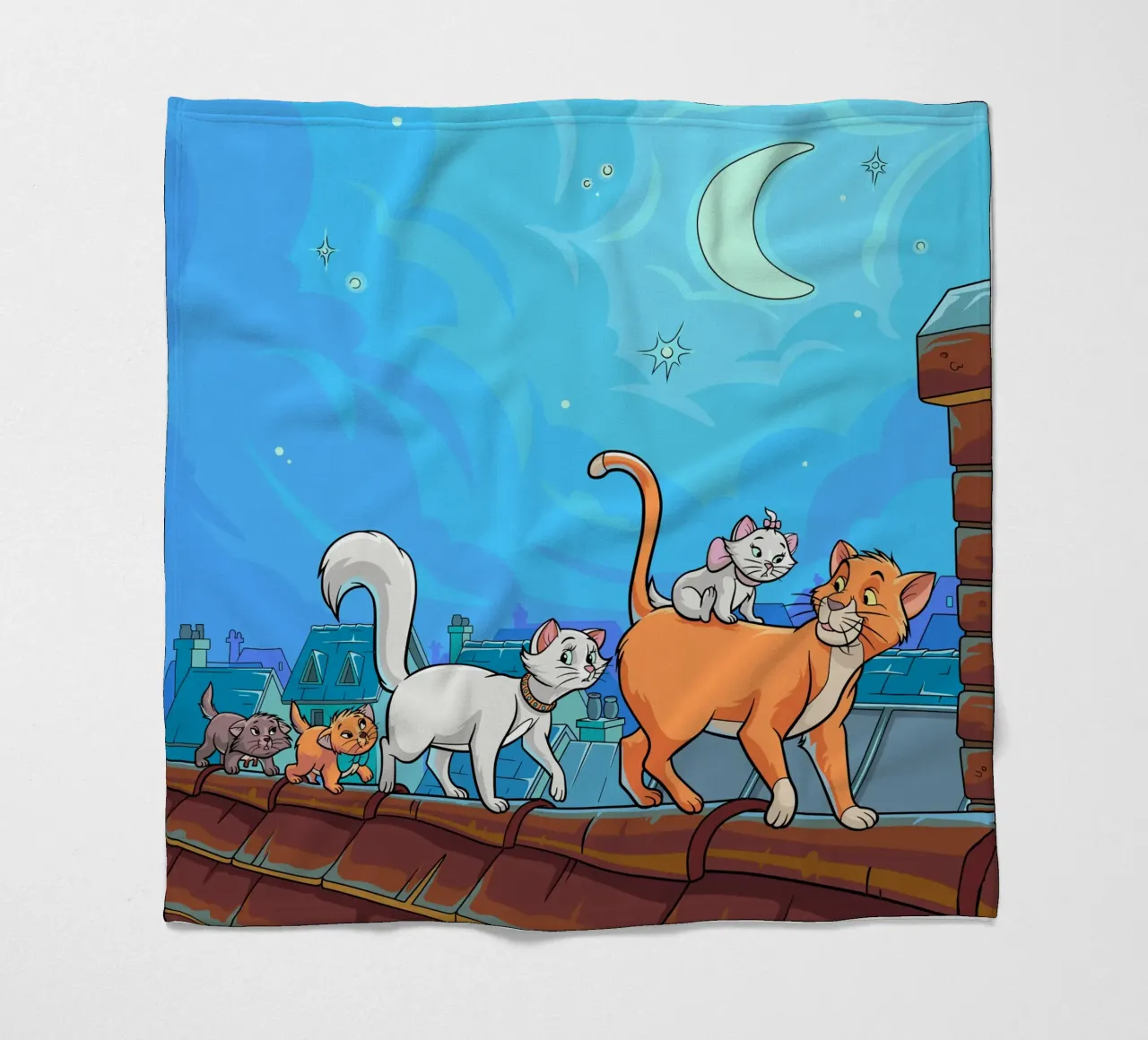 Gatti su un tetto di notte coperta in pile da Fanya Art