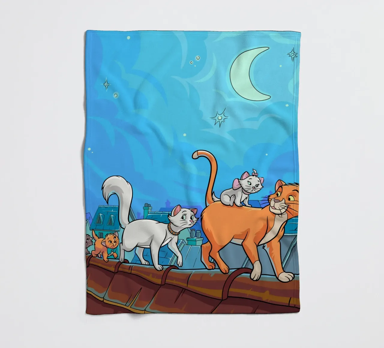 Gatti su un tetto di notte coperta in pile da Fanya Art