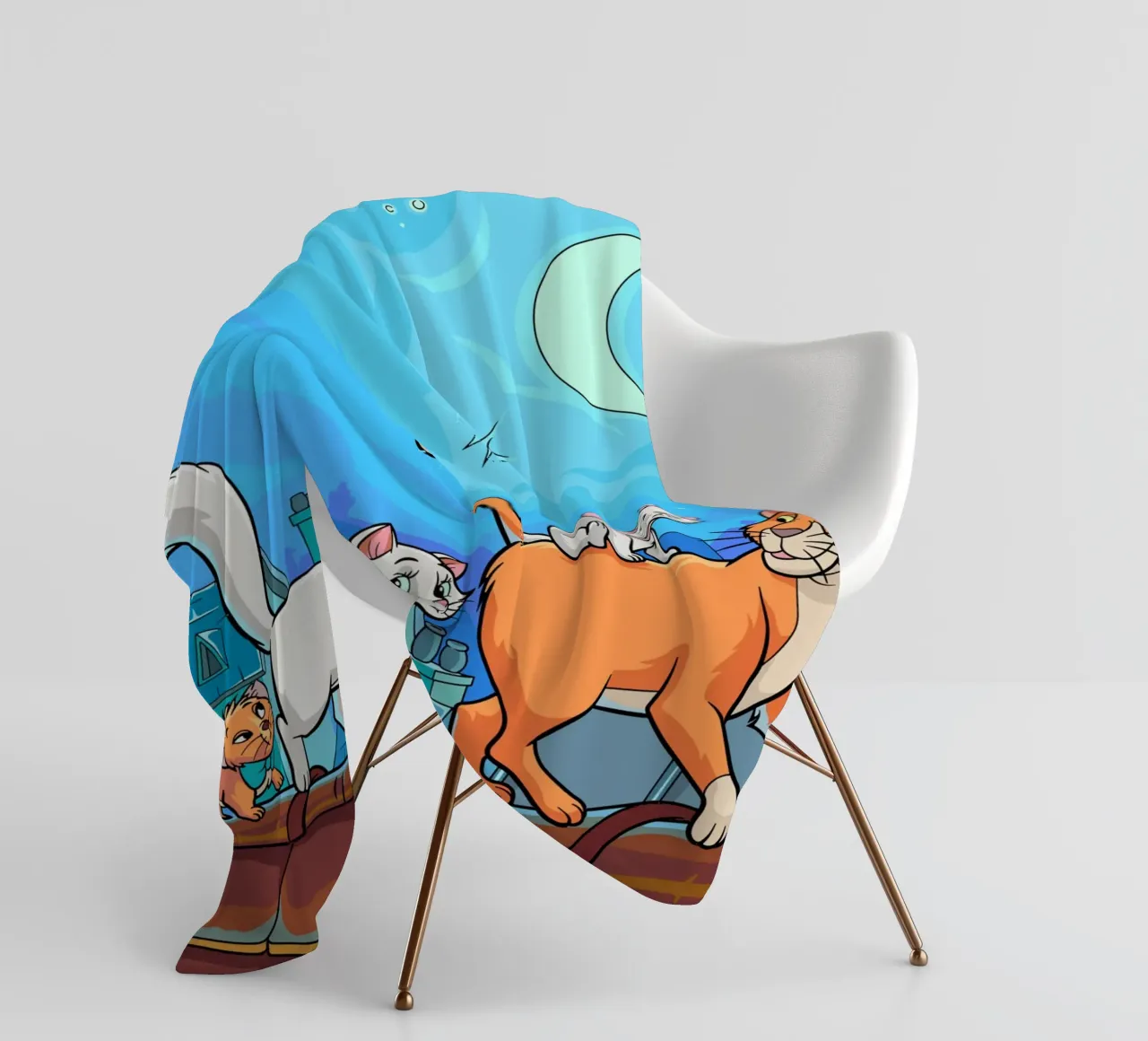 Gatti su un tetto di notte coperta in pile da Fanya Art