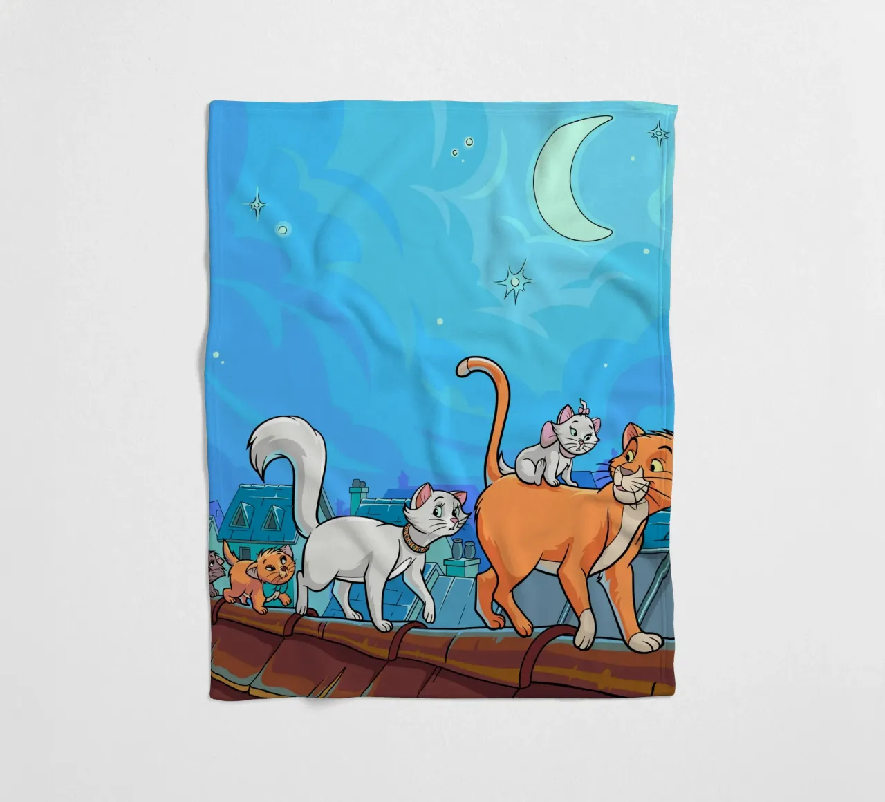Gatti su un tetto di notte coperta in pile da Fanya Art