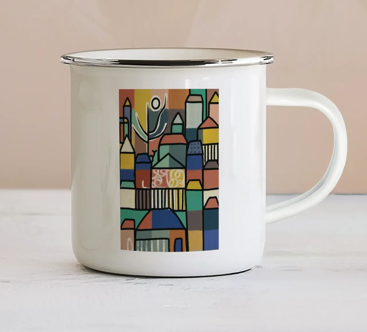 Griglia città pastello tazza in smalto da Little Dean