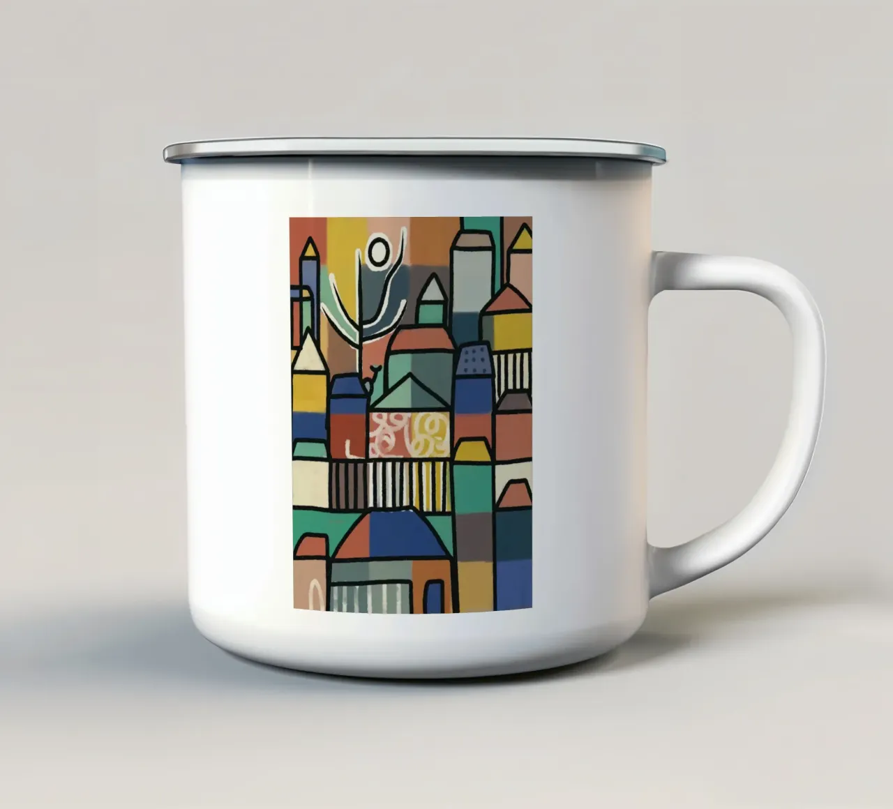 Griglia città pastello tazza in smalto da Little Dean