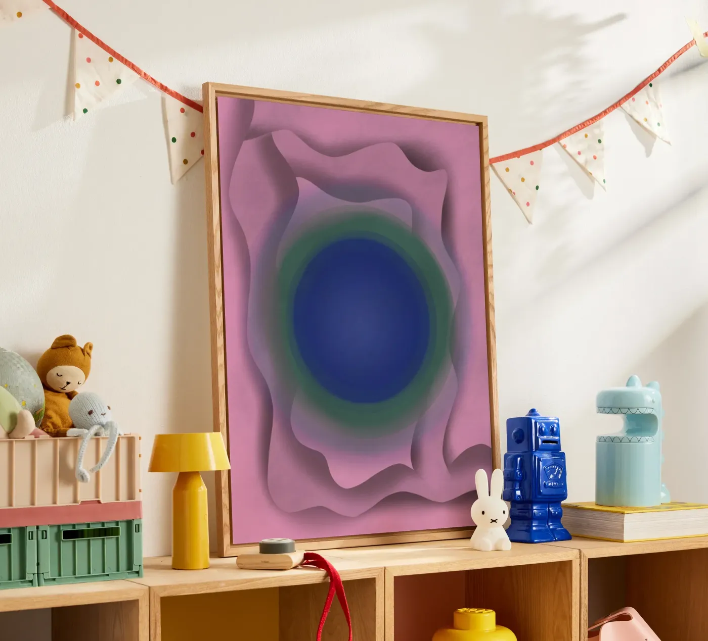 Blauwe draaikolk acryl van Little Dean