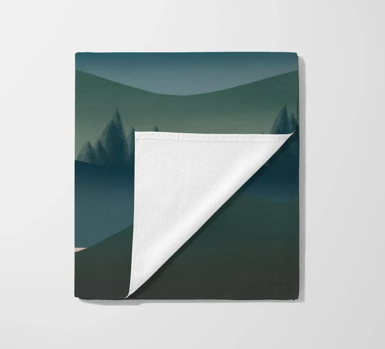 Peaceful mountains beach towel by Little Dean