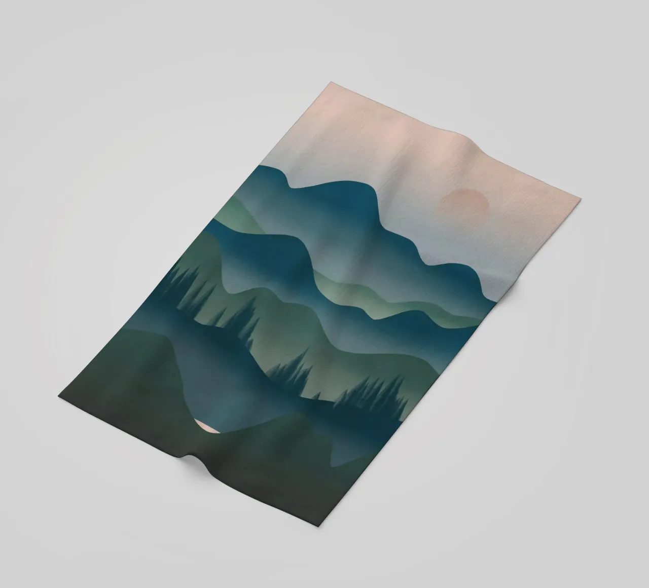 Peaceful mountains beach towel by Little Dean