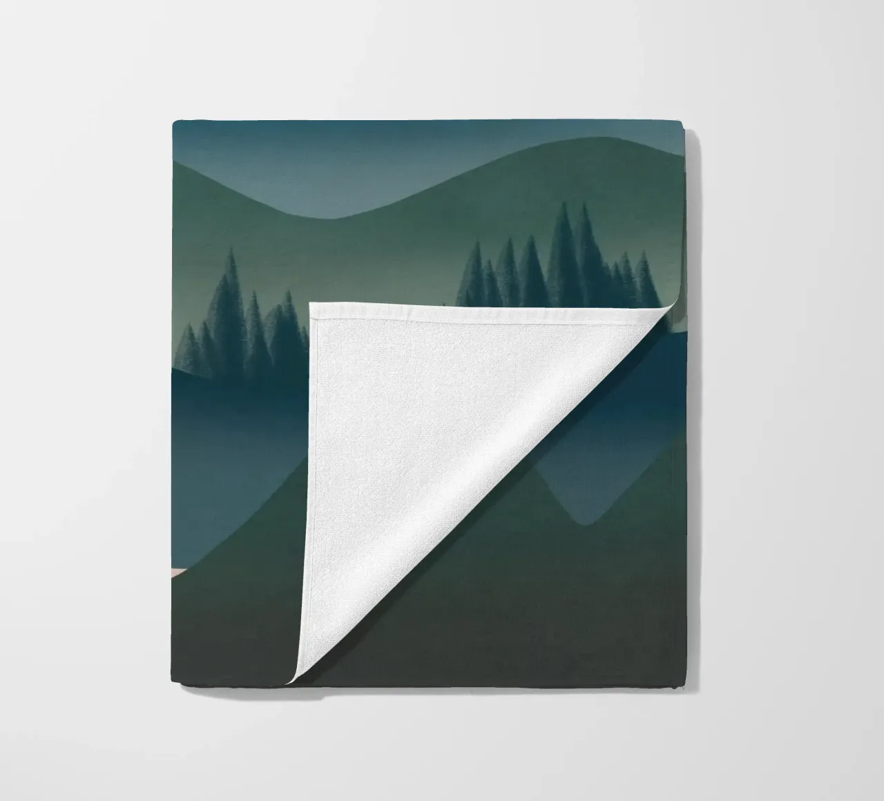 Peaceful mountains beach towel by Little Dean