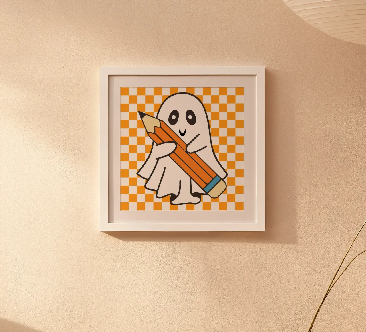 insegnante a scacchi fantasma di Halloween poster con telaio in alluminio da onetime