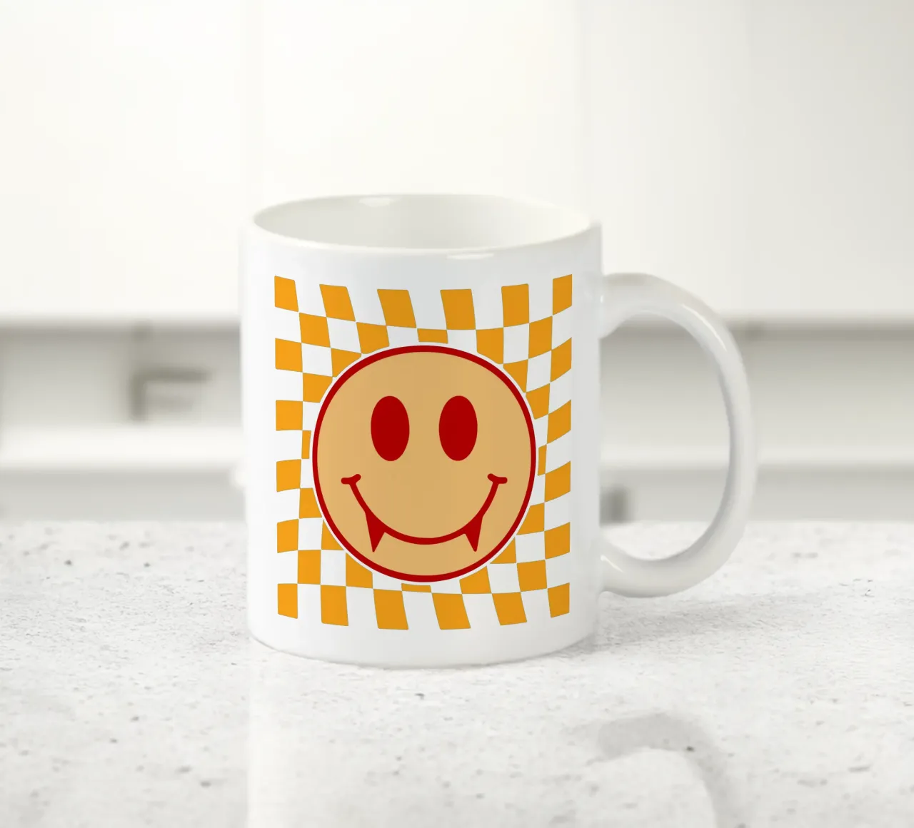 fantasma con faccia felice a scacchi tazza in ceramica da onetime