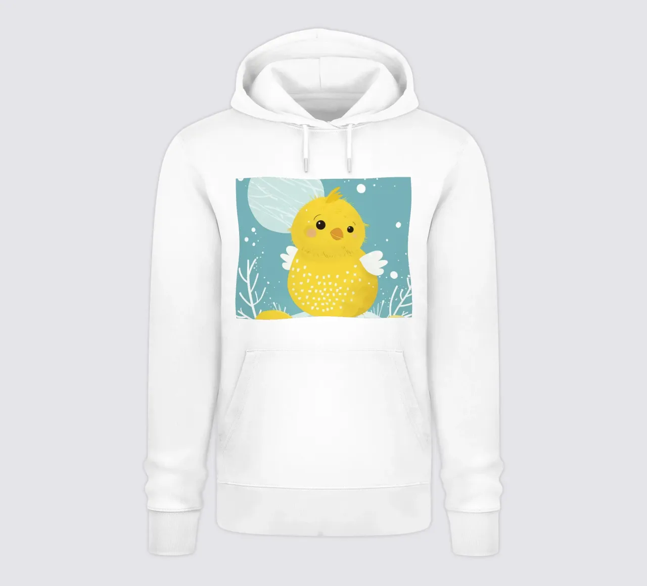 Piccolo pulcino giallo in una scena di neve felpa con cappuccio da DesignDoodle