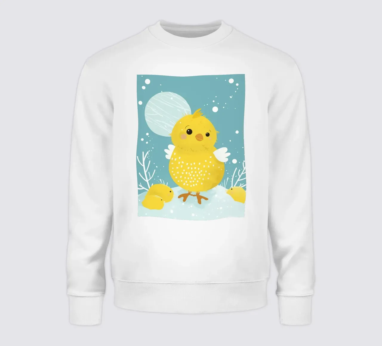 Petit poussin jaune dans une scène enneigée sweat de DesignDoodle
