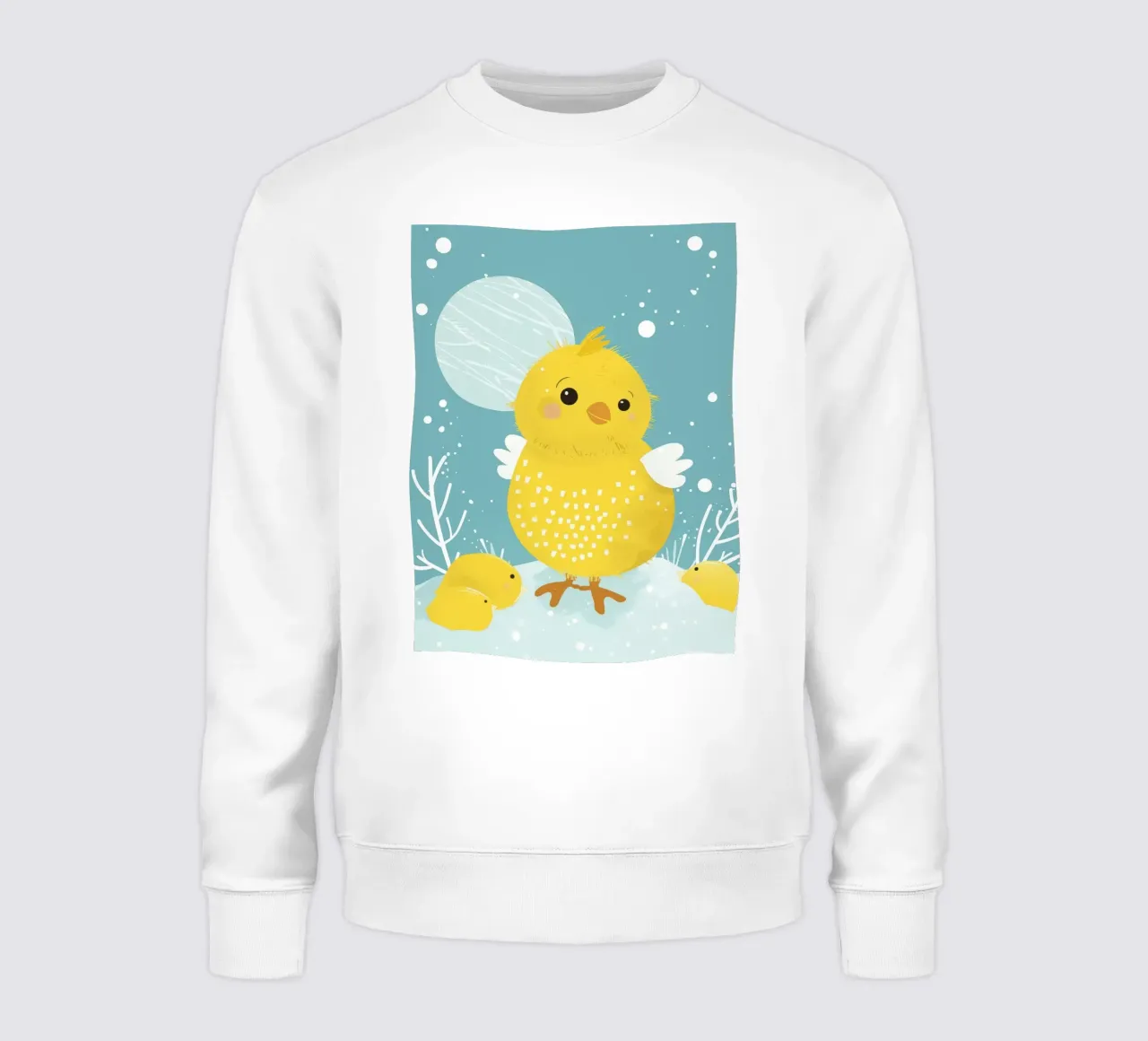 Piccolo pulcino giallo in una scena di neve felpa da DesignDoodle