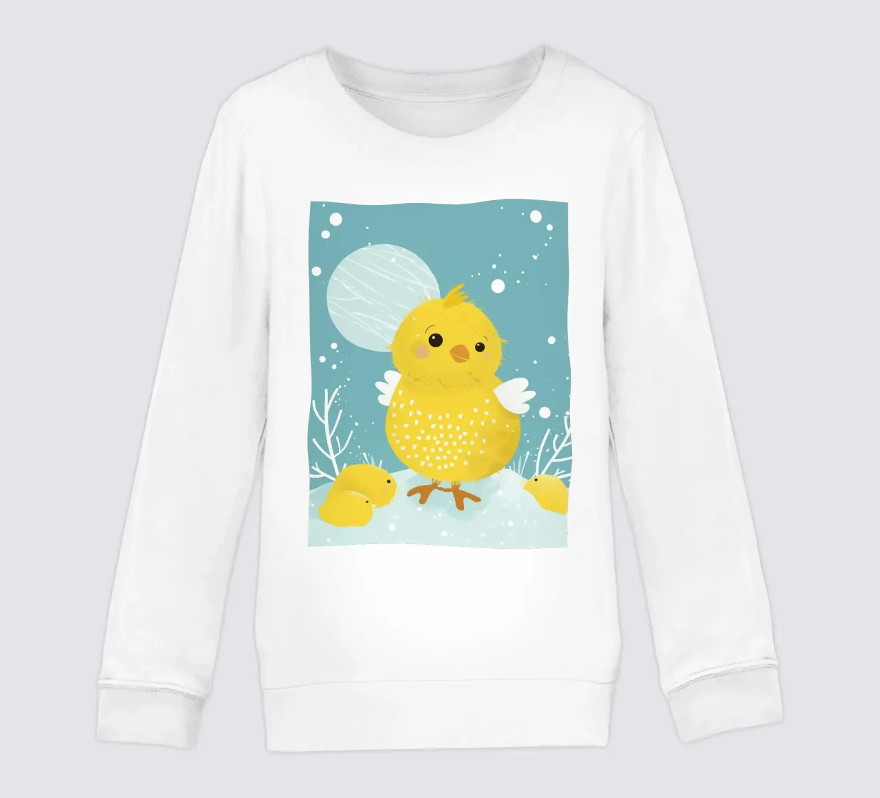 Piccolo pulcino giallo in una scena di neve felpa bambino da DesignDoodle