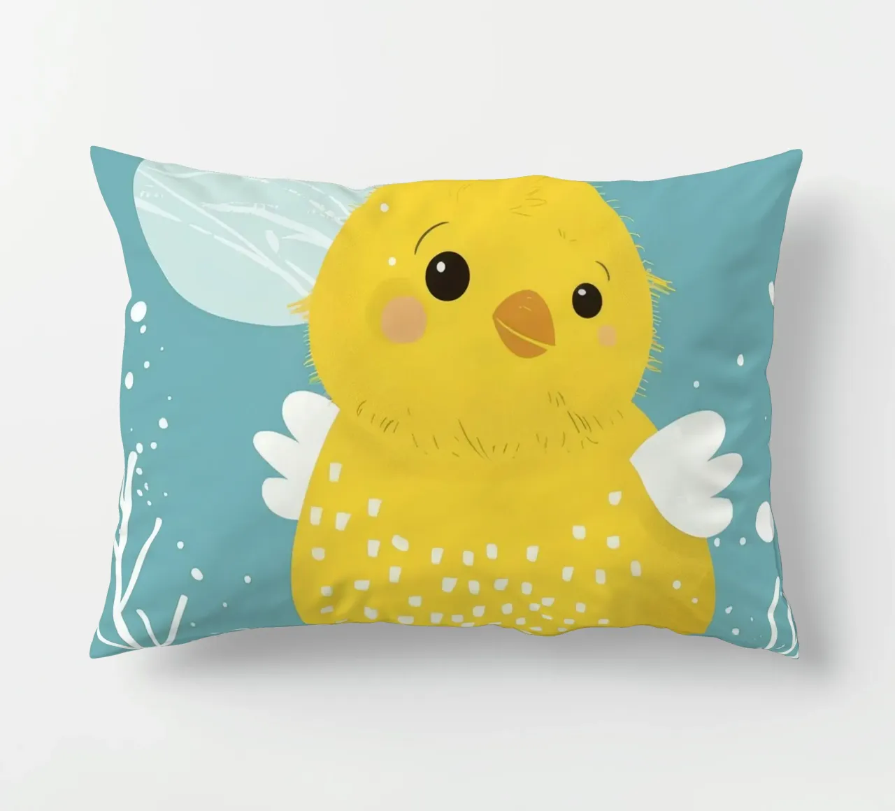 Piccolo pulcino giallo in una scena di neve cuscino da DesignDoodle