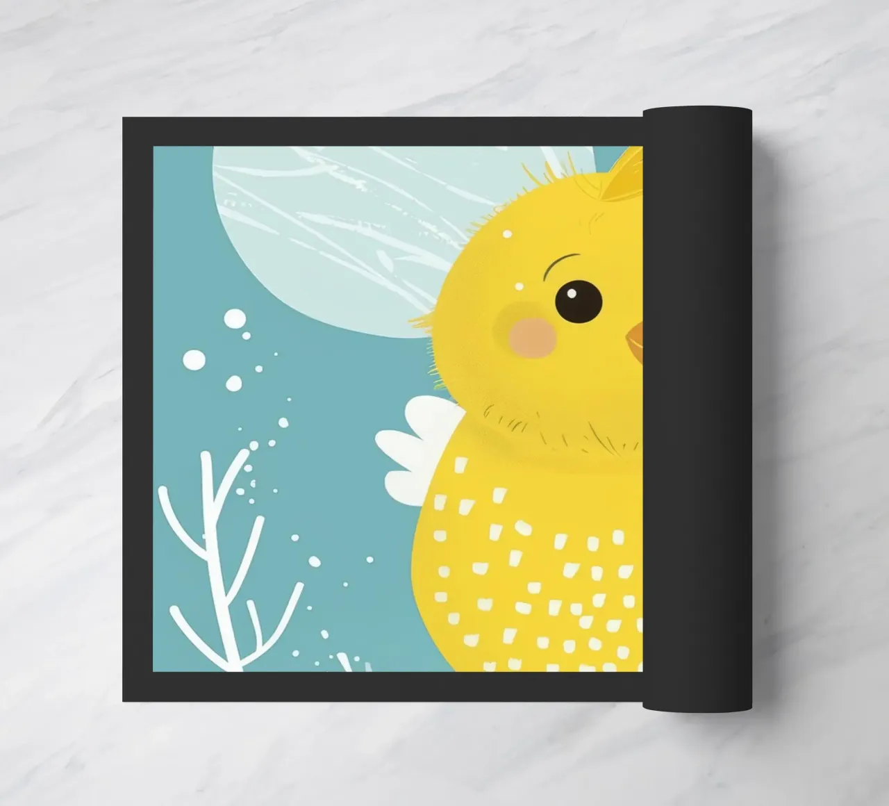 Petit poussin jaune dans une scène enneigée paillasson de DesignDoodle