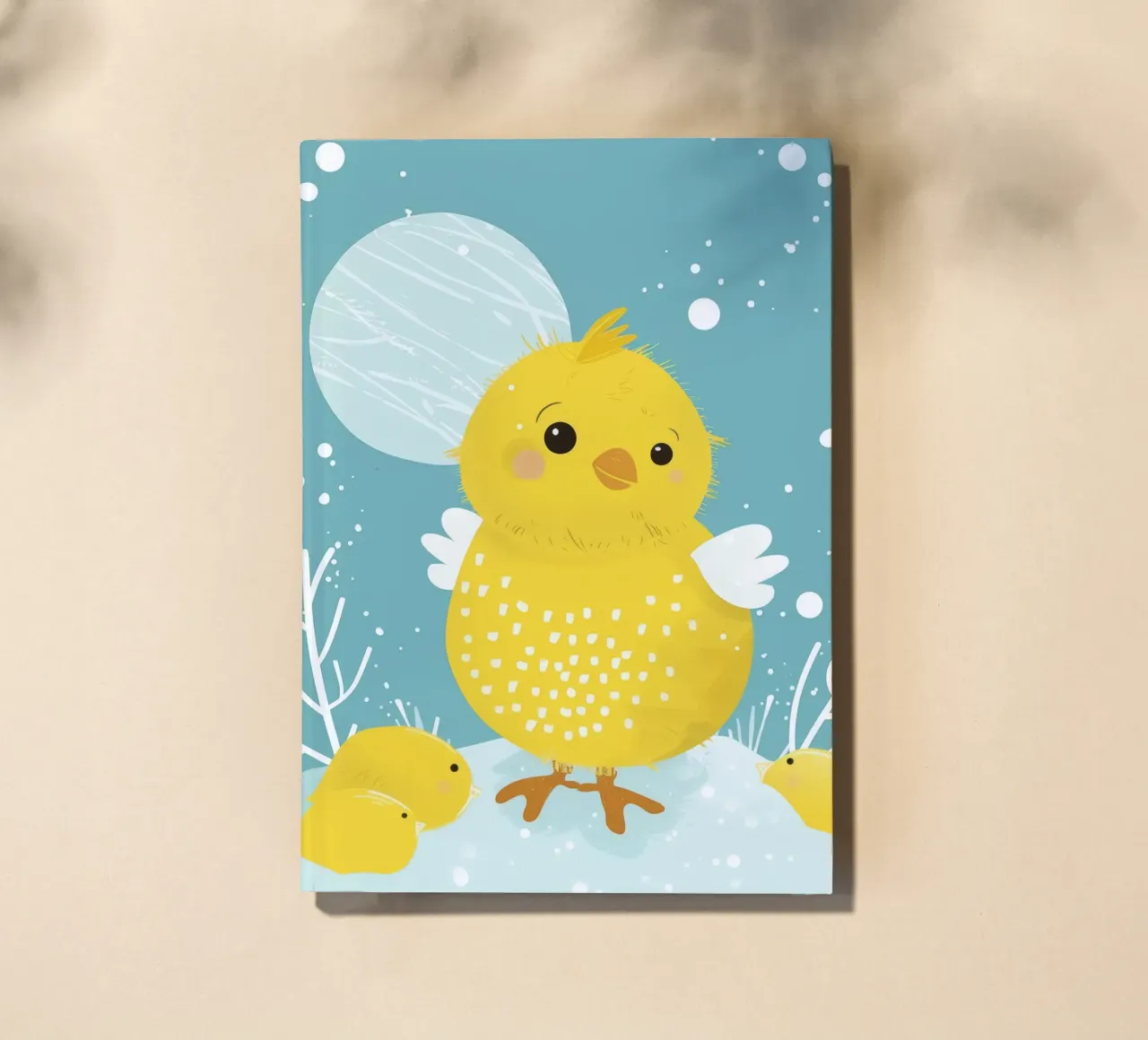 Petit poussin jaune dans une scène enneigée carnet de notes de DesignDoodle